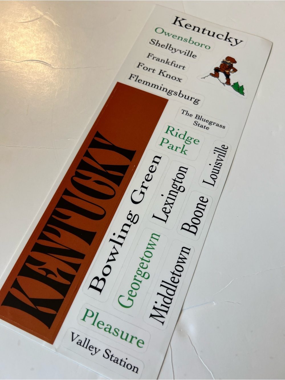 Kentucky Cities Landmarks Themed Sticker Sheet - Brown and Green